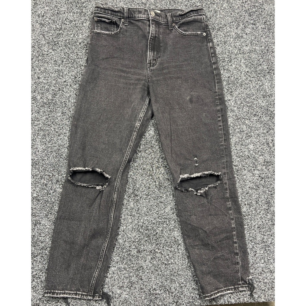 Abercrombie & Fitch Jeans Womens 6R Black High Rise Mom Distressed Denim Grunge